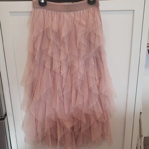 Anthropologie Pink Ruffled Tulle Skirt